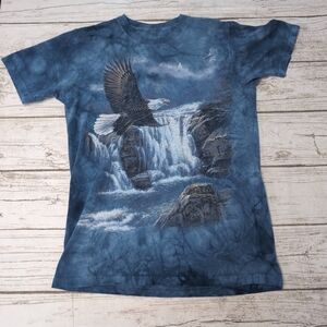 The Mountain Blue Tie Dye Eagle Waterfall T Shirt Size Small